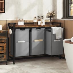 Amolass - Wasmand 3 Vakken - Wassorteerder - Wasmandtafel - Wasmandmeubel op Wielen - 31L per Zak - 96x30x75cm - Uitschuifbaar - — thumbnail 2