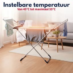 Dirt Devil Elektrisch Droogrek met Verwarming 230W - Staand Wasrek Inklapbaar met 12M Droogruimte - IPX1 Waterbestendig Wasdroogrek - 147 x 54 x 94 cm - Aluminium — thumbnail 5