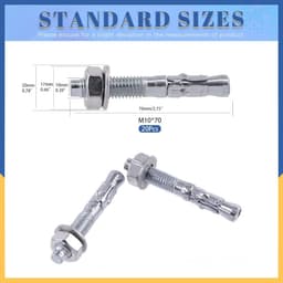 Wigankers 20 Stuks 3/8" x 2-3/4" Verzonken Heavy Duty Bevestiging voor Beton — thumbnail 5