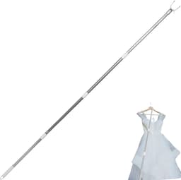 1 stuk - kledingsteunpaal - Telescopische droogstang - Sterke steunstang - Lange garderobestang - Balkondroogstang - Deelbare roestvrijstalen droogstang voor huishoudelijk gebruik - Eenvoudig op te hangen en te demonteren droogstang (wit) — thumbnail 1