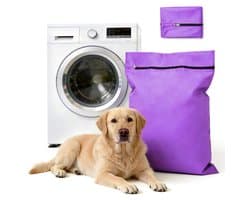Waszakken voor huisdieren - Waszakken van twill polyester - Grote waszakken met rits - Voorkomt dat waszakken verstopt raken door dierenhaar - Waszakken voor huisdierendekens - Geweldig voor honden en katten (70x80cm) - Paars-L — afbeelding 1