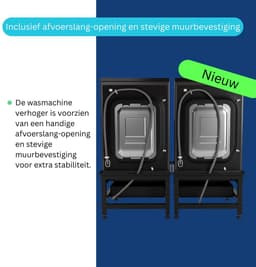 Wasophoogte® Wasmachine verhoger met lade en plateau - Dubbele wasmachine opbouwmeubel - Wasmachine sokkel - 42cm hoog - Zwart - Universeel - 65*60,5 (LxB) - Inclusief wandbeugels — thumbnail 5
