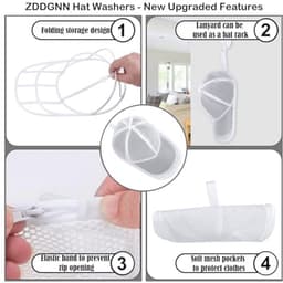 Opvouwbare Hoedhouder en Reinigingskooi voor Wasmachine - 2 Stuks - Wit en Zwart — thumbnail 2