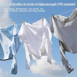 Washing line met staal kern - extra sterk - scheurvast - roestvrij - outdoor waslijn - capaciteit 120 kg - ideaal voor tuin - kamperen - reis waslijn. — thumbnail 2
