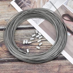 30 m x 1.5 mm Stalen Kabel - Multifunctionele - RVS Kabel - Foto Lijst Ophangdraad met 20 Stuks Aluminium Klemhuls - Voor Gordijn Touw - Waslijn - Handrail Kabels — thumbnail 4