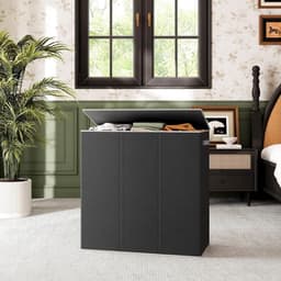 SNJY® Wasmand 3 Vakken - Wassorteerder - Wasbox Kledingmand - 36L x 63,5B x 70H cm - 160L - Zwart — thumbnail 5