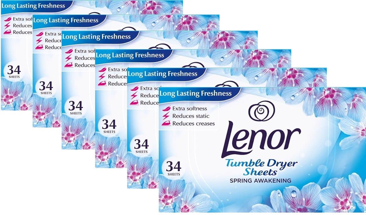 Lenor - Droogtrommeldoekjes - Spring Awakening - 6 x 34 doekjes - Voordeelverpakking — afbeelding 1