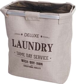 Wasmand MCW-C34, Wasbox Wasmand Wasmand met net, 1 vak 56x49x30cm 82l ~ beige — thumbnail 1