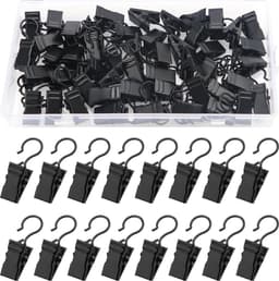 50 Stuks Gordijnclips Metalen Ophanghaken, Gordijnclips met Haken, Gordijnhangers Clips, voor Slaapkamer, Badkamer, Huisdecoratie, Zwart — thumbnail 1