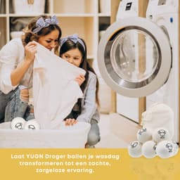 YUGN Eco Set 6 Stuks XL Drogerballen Wol - 100% Schapenwol - Inclusief Opbergzakje - Wasdrogerballen — thumbnail 3