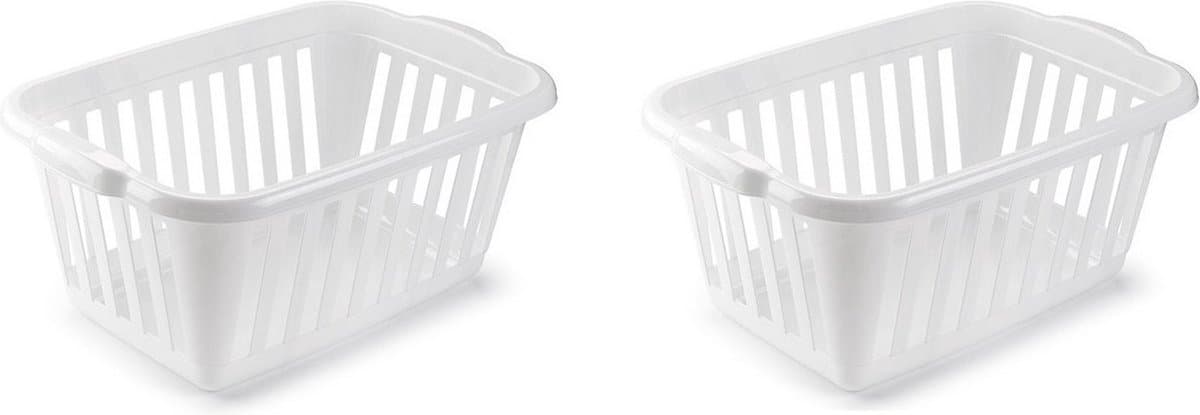 Plasticforte Wasmand - 3x stuks - wit - kunststof - 40 liter - 60 x 40 x 26 cm - manden voor wasgoed - opbergmand — afbeelding 1