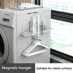 Borvat® - Handdoekopbergrek - Wasmachine Muur Opknoping Ponsen Droogrek - Magnetische Zuighaak Droogrek - Thuis Essentieel - enkel — thumbnail 2