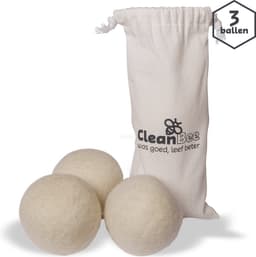 CleanBee® Drogerballen XXL 3 stuks in handig katoenen bewaarzakje - Wasverzachter - Duurzaam - Droogballen - Wasbol - Dryer balls - Ecologisch - 100% wol — thumbnail 1
