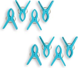 Set van 2 Blauwe Kunststof Wasknijpers - 1 Set van 4 Stuks Badhanddoek Knijpers - Afmetingen 15x10x3cm - Voor Klussen en Huishouden — thumbnail 1
