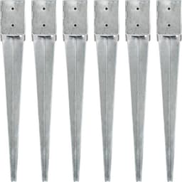vidaXL - Grondpinnen - 6 - st - 10x10x76 - cm - gegalvaniseerd - staal - zilverkleurig — thumbnail 1