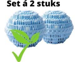 Wasbol set van 2 - lichtblauwe wasballen - keramische balletjes - lichtblauw - wasmachine reiniger - wasmachine - zonder gebruik van wasmiddel