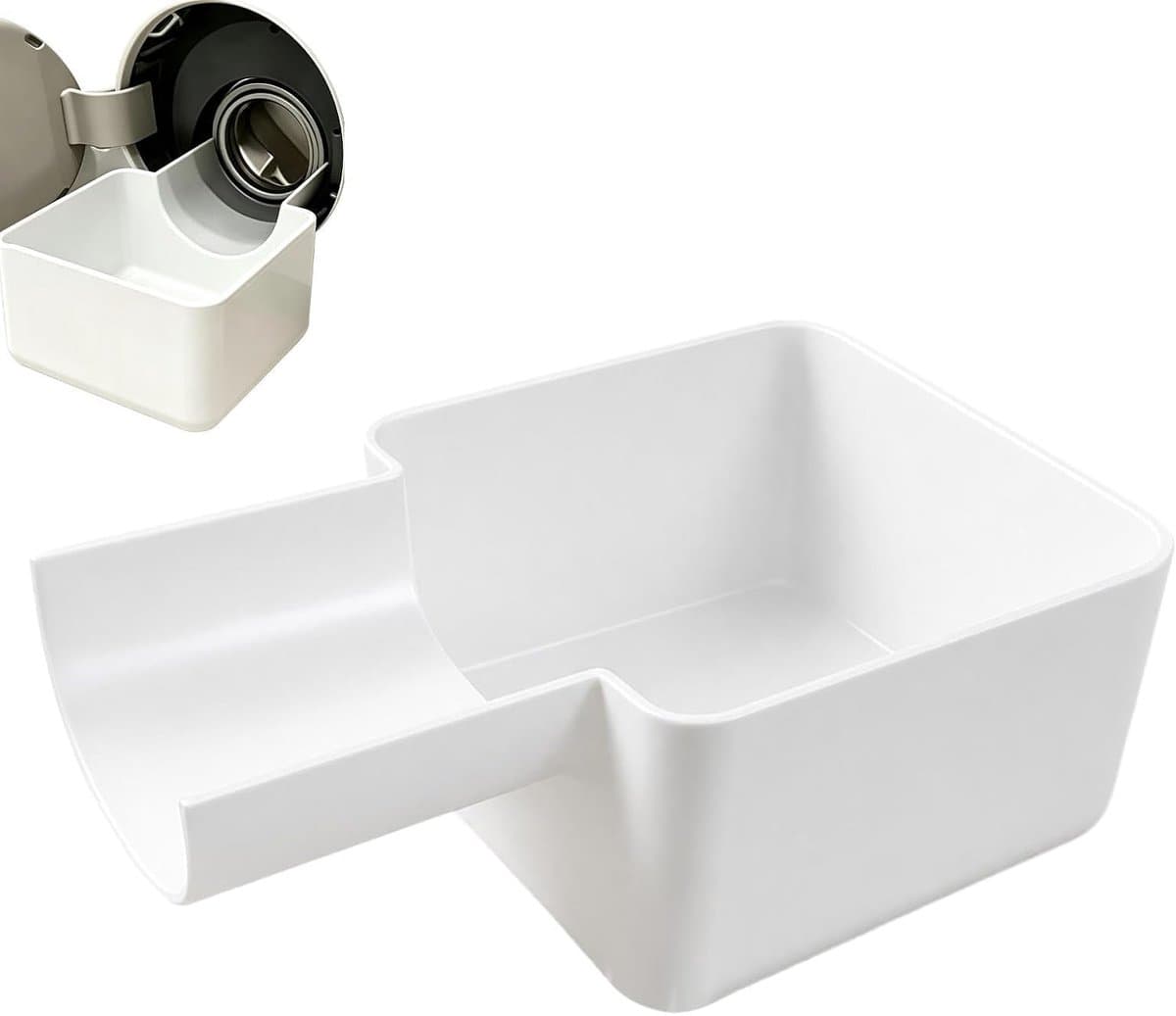 Afvoerbak voor wasmachine - 10 ×16 cm - 3D-geprinte waterdichte bak - Lekbak wasmachine - Wateropvang - Afvoer - Wasmachine Wateropvangbak - Opvangbak tegen lekkage - universele opvangbak voor filterreiniging - Wit — afbeelding 1