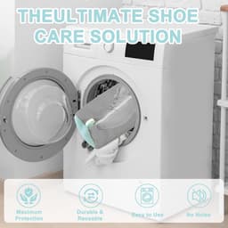SnelShoppen - Shoe Washing Bag voor Sneakers, 2 Stuks, 360° Bescherming, Zachte en Duurzame Waszak voor Wasmachine en Droger, Grijs, Voor Schoonmaken — thumbnail 3