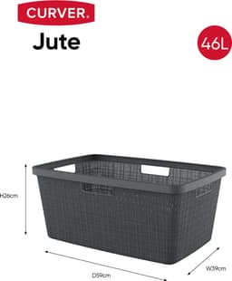 Curver Jute Wasmand met deksel 58L + Wasmand 46L - Donkergrijs — thumbnail 2