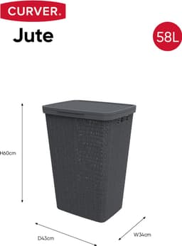 Curver Jute Wasmand met deksel - 58 liter - Donkergrijs — thumbnail 2