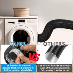 PromoHome ontluchtingsslang 125 mm - 4,2 meter - PVC aluminium flexibele slang met 2 klemmen en tape - voor wasdroger, airco, ventilatie, afzuigkap - zwart — thumbnail 2