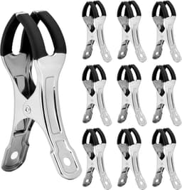 10-pack - Wasknijpers - Metalen veerklemmen - Meubelklemmen - Windbestendige, sterke klemmen - Multifunctioneel - Roestvrij staal - Geschikt voor waslijnen buiten, strandstoelen, tafelkleden en kleding - 11*2,4*5,8 cm - Zwart — thumbnail 1