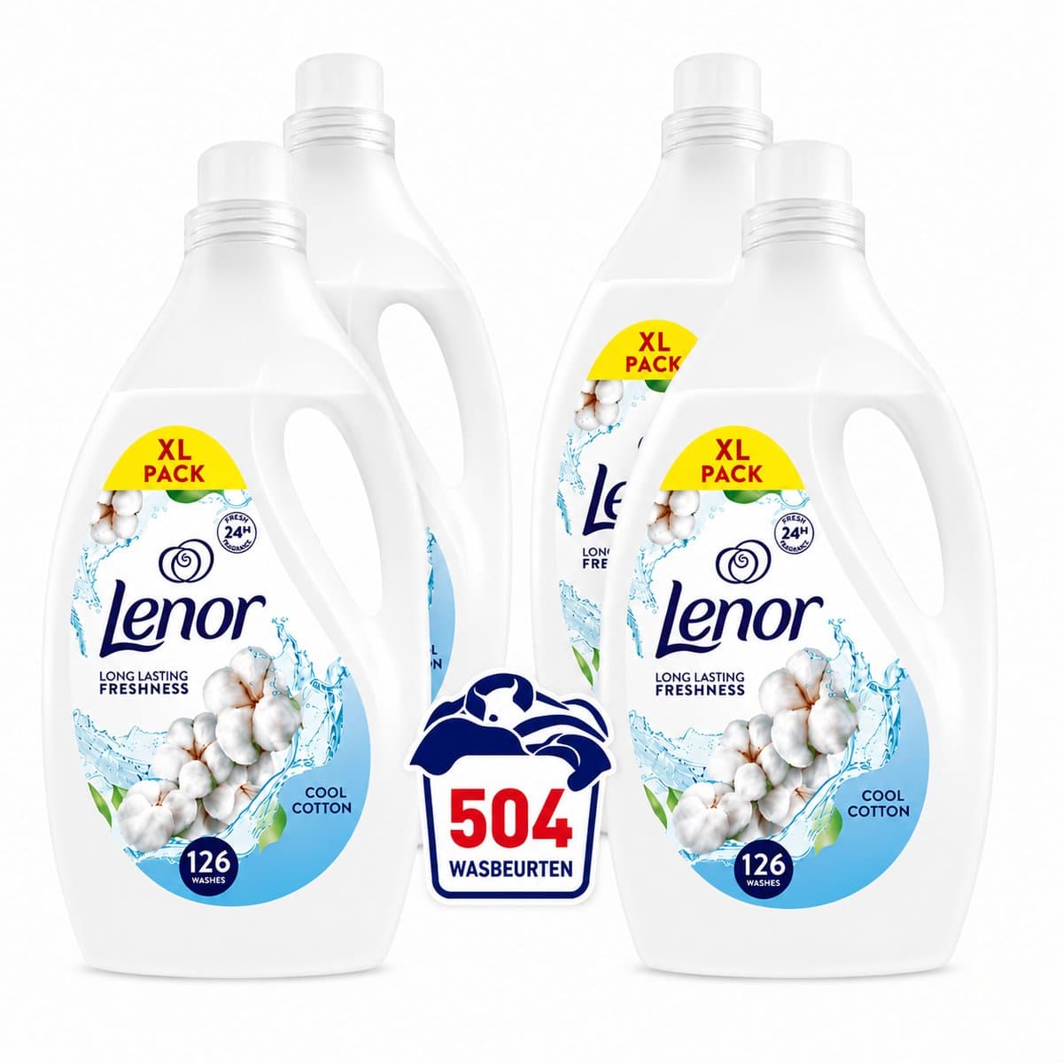 Lenor Wasverzachter Katoen – 4 x 126 wasbeurten – XL Voordeelverpakking — afbeelding 1