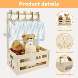 SnelShoppen - Multifunctionele Baby Basket met Handvat, Houten Baby Shower Opbergdoos 41 x 30 x 20 cm, Voor Nieuwe Ouders, Verjaardagen, Baby Showers, — thumbnail 4