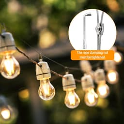 SnelShoppen - 67-delig buitenwaslijn set, 50 m spankabels met 20 ringen, 4 vierkante haken, 4 spanners, roestvrijstalen wasrek voor buiten, ideaal voo — thumbnail 2