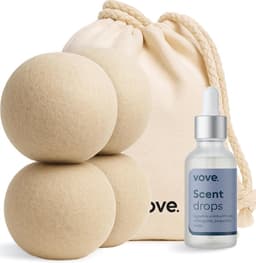 SnelShoppen - 4 Stuks Natuurlijke Hennep Droogballen met Geurdruppels en Essentiële Olie - Duurzaam, Vermindert Kreukels en Statica, 5X Absorberend, P — thumbnail 1