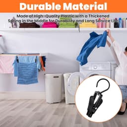 SnelShoppen - 10 Pcs Grote Was Haken Towel Clips 360° Draaibare Haak PP Plastic Zwart Antislip Kleding Clips voor Handdoeken, Hoeden, Jurken en Badhan — thumbnail 2