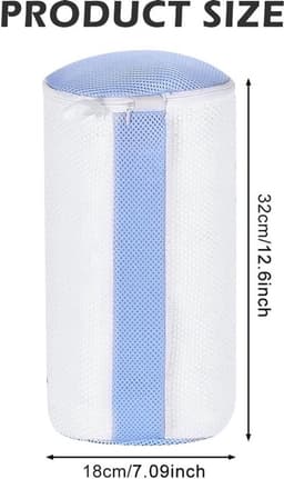 Schoenwaszak met rits - 2 stuks - Wit/Blauw - Herbruikbaar - Polyester - Zachte vezels voor reiniging - Schoenentas — thumbnail 2