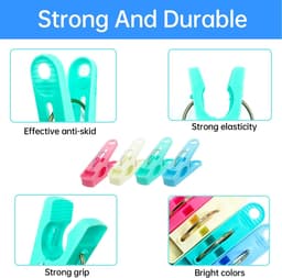 Dailygoods- Wasknijpers 112 Stuks - Extra Sterke Wasknijpers - Antislip Kledingclips - Kunststof Wasknijpers - Kleur: Blauw/Groen/Geel/Roze - 5,5 cm x 3 cm - Wasclips — thumbnail 3