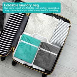 Dailygoods- Waszak 2-delige set - Waterdichte waszak - Opvouwbare waszak - Geschikt voor sportkleding - Met draagtas en ritssluiting - Lichtgewicht en multifunctioneel - Wasmand — thumbnail 3