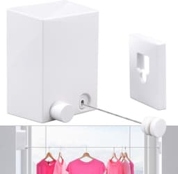 Dailygoods- Waslijn Uittrekbaar 4,2 m - Wandmontage - Roestvrijstalen Staaldraad - Duurzaam - Waterdicht - Eenvoudige Installatie - Wasdroger — thumbnail 1