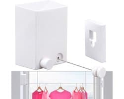 Dailygoods- Waslijn Uittrekbaar 4,2 m - Wandmontage - Roestvrijstalen Staaldraad - Duurzaam - Waterdicht - Eenvoudige Installatie - Wasdroger