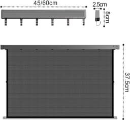Uitschuifbare Inklapbare Wanddroogrek-Opvouwbaar Droognet-Wasrek van Ruimte Aluminium-Badkamer Balkon Slaapkamer-Kleding Droogrek-49/60cm-Gun Grey-6 Haken — thumbnail 1