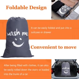 Dailygoods- Waszakken Set van 2 - 120 Liter - Vuilafstotend - Stofdicht - Opvouwbaar - Lichtgewicht - Trekkoordsluiting - Opbergtas — thumbnail 2