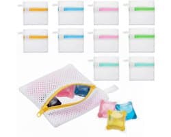 Dailygoods - 10 mini-wasnetten, waszakken met antiaanbaklaag voor wasmiddelcapsules, duurzame opbergzakken van polyester voor geurparels, wasorganizer voor reizen, ter bescherming van gevoelige stoffen