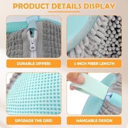 Dailygoods - Set van 2 waszakken voor schoenen, wasmachine, schoenentas met 360° reinigingsdons, 4 stofzakken, herbruikbaar, pluisvrij, waszak voor sportschoenen (grijs) — thumbnail 3