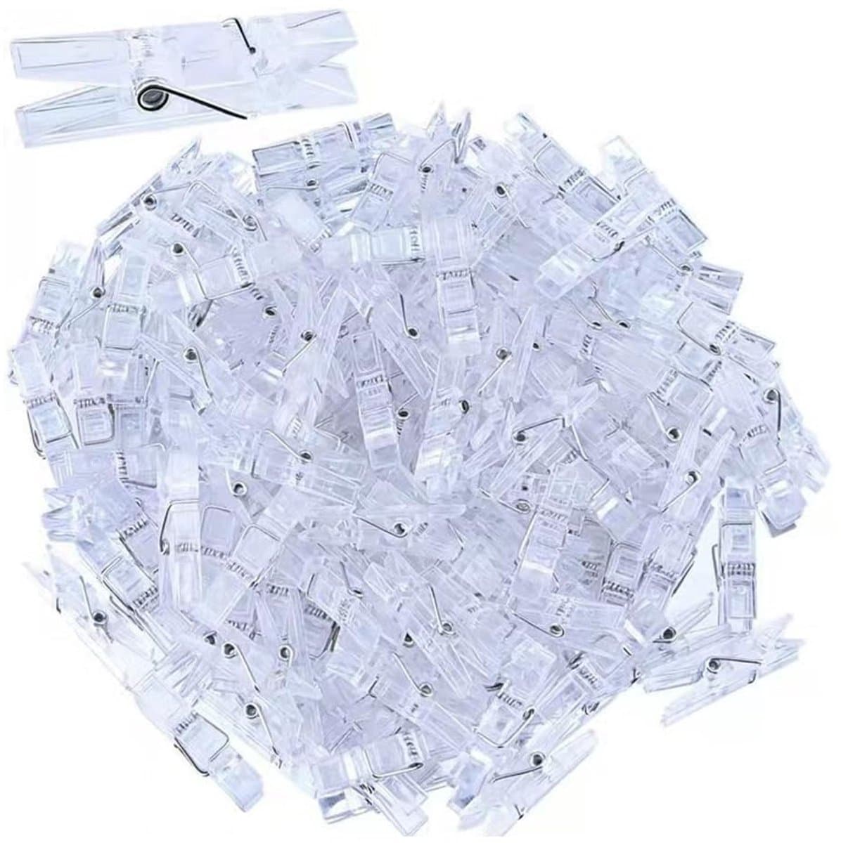 Dailygoods- Knijpers Mini 100 Stuks - Kunststof - Transparant - Wasknijpers - Fotoknijpers - Decoratie - Robuuste Klemkracht — afbeelding 1
