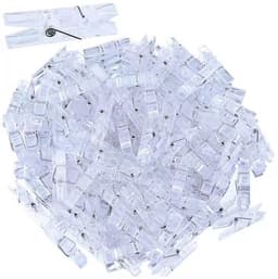 Dailygoods- Knijpers Mini 100 Stuks - Kunststof - Transparant - Wasknijpers - Fotoknijpers - Decoratie - Robuuste Klemkracht — thumbnail 1
