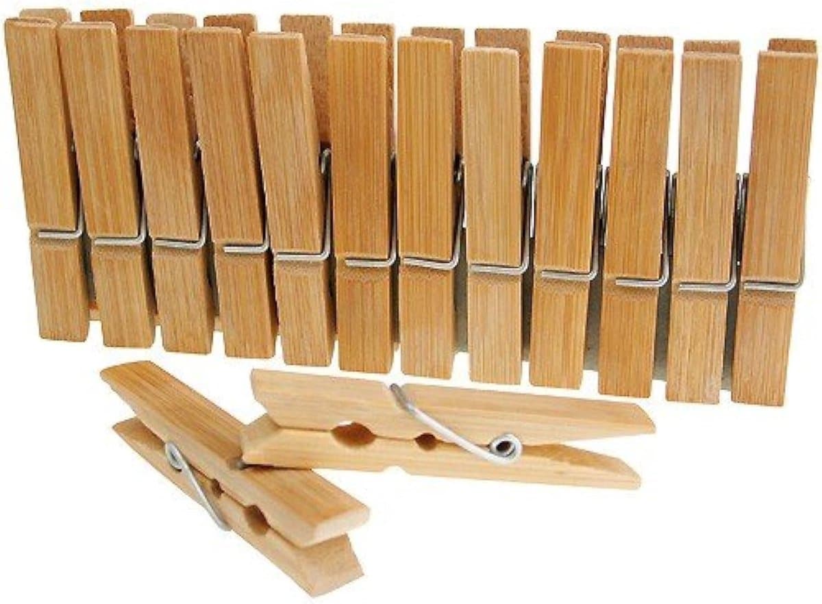 Houten Was Knijpers - Kleding Clips - Kleding Drogen - Natuurlijk Materiaal - 24 Stuks - Houtkleur — afbeelding 1