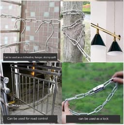 Waslijn – 0,3 x 200 cm – Inclusief 2 veerclips – Waslijn voor dekbedden – Waslijn – Staaldraad – Roestvrijstalen ketting – Multifunctioneel – Geschikt voor het ophangen van hangmatten, het drogen van kleding, enz. — thumbnail 2