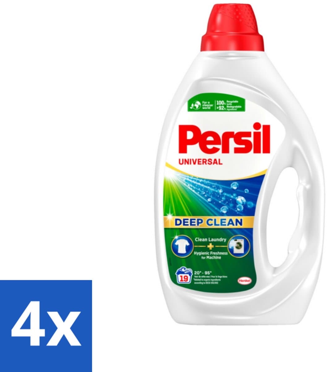 4 x Persil Universal - Deep clean - Vloeibaar Wasmiddel - Witte en Gekleurde Was - 19 Wasbeurten - Wasmiddel - Vloeibaar Wasmiddel - Persil - Vlekken Verwijderen - Wasmachine Reinigen — afbeelding 1