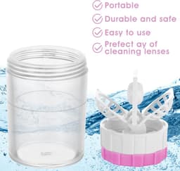 3 Stuks Handmatige Contactlens Wasmachine - Draagbare Rotatie Reinigingscontainer voor Dagelijks Gebruik in Roze, Zwart en Blauw — thumbnail 2