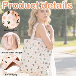Canvas tas katoen linnen schoudertas 1 stuk 40x36cm omkeerbaar dubbelzijdig boodschappentas elfse oren dames kinderen lichtgewicht shopping strandtas — thumbnail 3