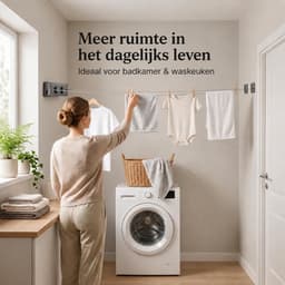 Retractable waslijn muurmodel - dubbel lijn 2 x 5 m - RVS 304 - ruimtebesparend voor badkamer - ShopVlot — thumbnail 2