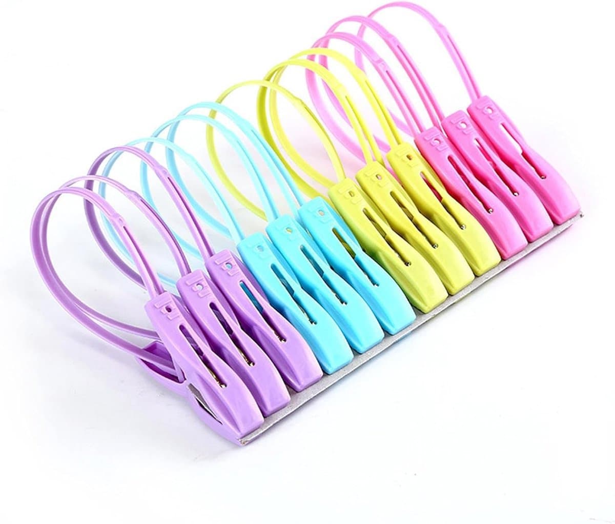 Wasknijpers met haak - Kledinghangers - Was ophangen - Winddicht touwontwerp - 12 stuks - Multicolor — afbeelding 1
