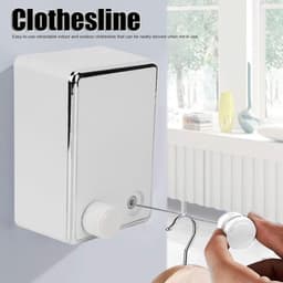 Uitbreidbare Wandgemonteerde Kledingrek Tot 4.2m - RVS Kledinglijn Voor Wandmontage en Hangende Kleding (Wit) — thumbnail 5